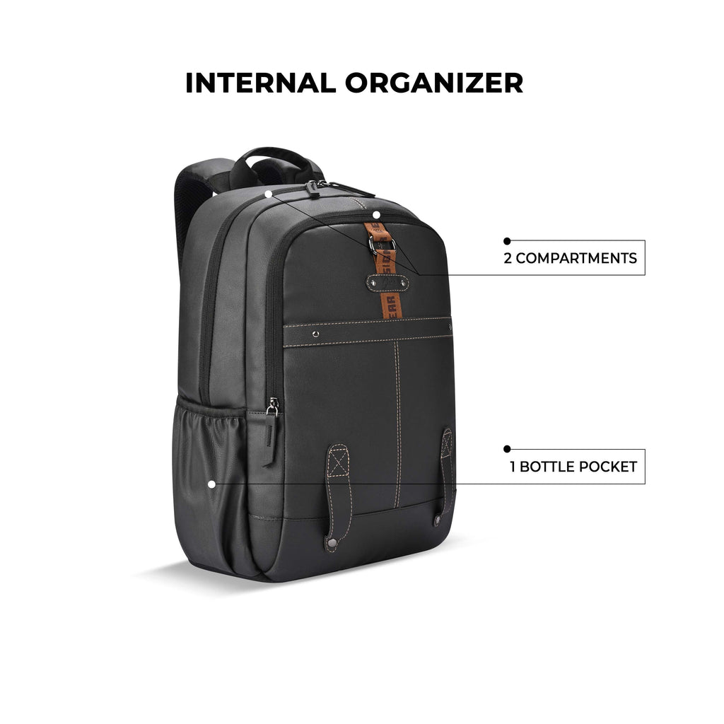 VIPUL VIBE Classic 4 Faux Leather (Without Anti Theft) 16"/20L Medium Water Resistant Laptop Backpack/Casual Backpack/Daypack/Travel Backpack/College Bag For Men/Women(Black - Black)