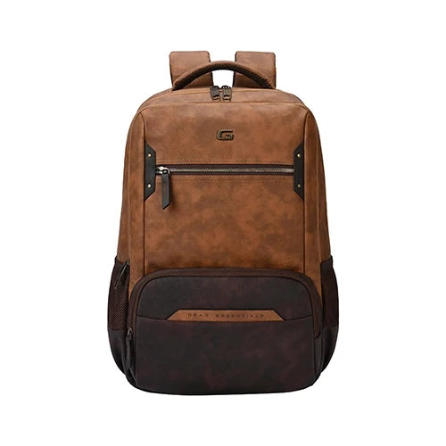 VIPUL VIBE Quantum 3 18"/29L Antitheft Large Faux Leather Water Resistant Laptop backpack with Raincover/Laptop backpack/Casual Backpack/Daypack/Travel Backpack/College Bag For Men/Women(Tan-Brown)