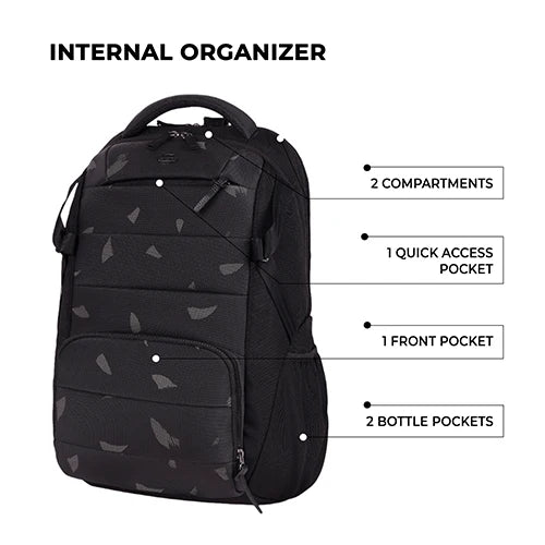 VIPUL VIBE Aspire 3 19"/35L Faux Leather Large Water Resistant Laptop Backpack | Casual Backpack | Daypack | Travel Backpack | College Bag For Men/Women(Black-Grey)
