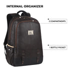 Classic 18" faux leather anti theft laptop backpack (BROWN - BLACK)