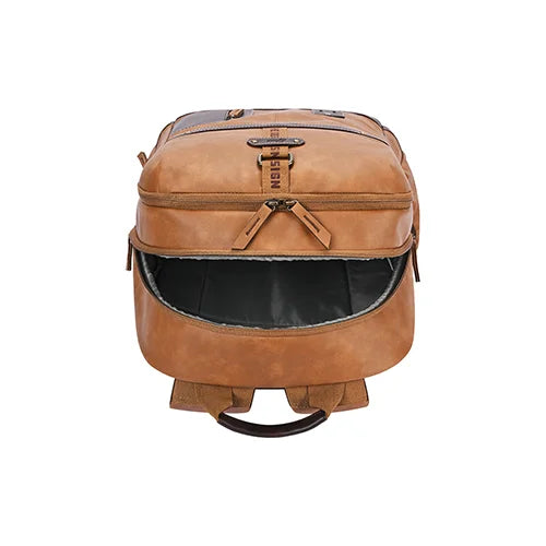 VIPUL VIBE Classic 6 18"/31L Antitheft Large Faux Leather Water Resistant Laptop backpack/Laptop backpack/Casual Backpack/Daypack/Travel Backpack/College Bag For Men/Women(Tan-Brown)