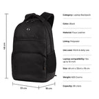 Gear Vintage 2 18"/28L Large Anti Theft Faux Leather Water Resitant Laptop Backpack/Office Bag/ Casual Bag/Travel Backpack for Men/Women (Black - Black)