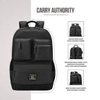 VIPUL VIBE Vintage Boxy 18"/26L Medium Faux Leather Water Resistant Laptop Backpack/Casual Bag/Daypack/College Backpack/Travel Backpack For Men/Women (Black - Black)