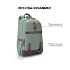 VIPUL VIBE Classic 4 Faux Leather (Without Anti Theft) 16"/20L Medium Water Resistant Laptop Backpack/Casual Backpack/Daypack/Travel Backpack/College Bag For Men/Women(Sage Green - Brown)