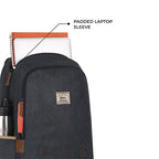 Classic 18" faux leather anti theft laptop backpack (NAVY BLUE TAN)