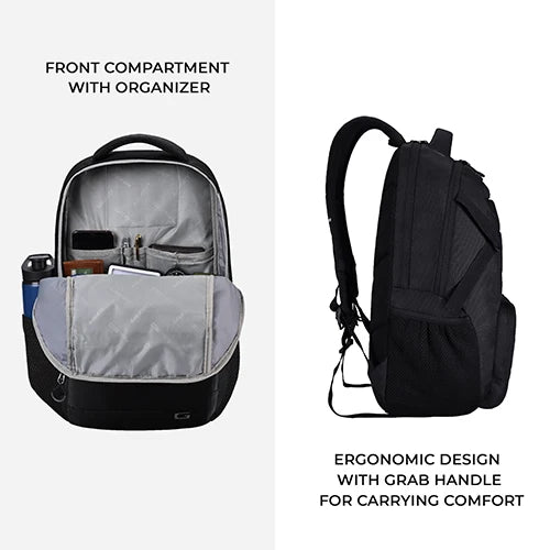 VIPUL VIBE Aspire 19”/30L Large Water Resistant Laptop Backpack | Casual Backpack | Daypack | Travel Backpack | College Bag For Men/Women (Black)