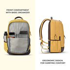 VIPUL VIBE Classic 2 19"/31L Anti Theft Faux leather Large Water Resistant Laptop Backpack/Casual Backpack/Daypack/Travel Backpack/College Bag For Men/Women (Yellow - Brown)