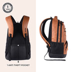 VIPUL VIBE Vintage 2 18"/28L Large Anti Theft Faux Leather Water Resitant Laptop Backpack/Office Bag/ Casual Bag/Travel Backpack for Men/Women (Tan - Black)