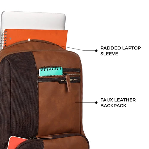 VIPUL VIBE Vintage 4 19"/29L anti theft faux leather Medium Water Resistant Laptop Backpack/Casual Backpack/Daypack/Travel Backpack/College Bag For Men/Women(Tan-Brown)