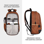 Classic 18" faux leather anti theft laptop backpack (TAN - BLACK)