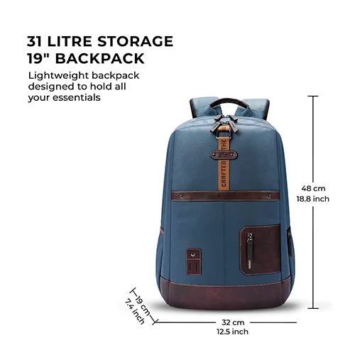 Gear Classic 6 18"/31L Antitheft Large Faux Leather Water Resistant Laptop backpack/Laptop backpack/Casual Backpack/Daypack/Travel Backpack/College Bag For Men/Women(Teal-Brown)