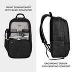 Classic 18" faux leather anti theft laptop backpack (BLACK - BLACK)