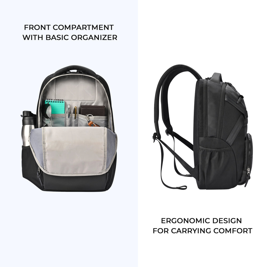 Aspire Faux Leather Laptop Backpack 17 (Black Black)