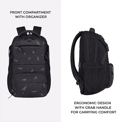 Gear Aspire 3 19"/35L Faux Leather Large Water Resistant Laptop Backpack | Casual Backpack | Daypack | Travel Backpack | College Bag For Men/Women(Black-Grey)