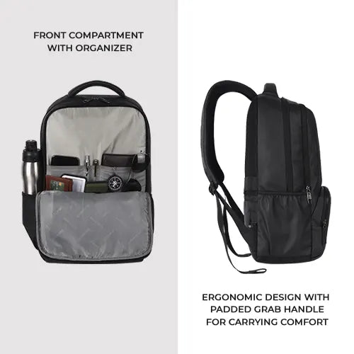 VIPUL VIBE Vintage 2 19"/31L anti theft faux leather Medium Water Resistant Laptop Backpack/Casual Backpack/Daypack/Travel Backpack/College Bag For Men/Women(Pitch Black - Black)