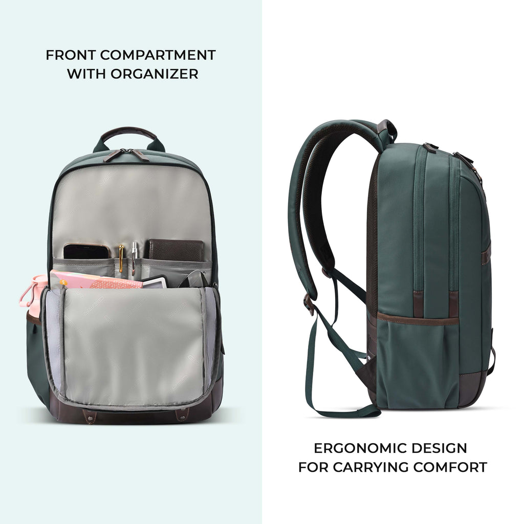 VIPUL VIBE Classic 4 19"/31L anti theft faux leather Medium Water Resistant Laptop Backpack/Casual Backpack/Daypack/Travel Backpack/College Bag For Men/Women(Green - Brown)