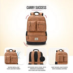 VIPUL VIBE Vintage Boxy 18"/26L Medium Faux Leather Water Resistant Laptop Backpack/Casual Bag/Daypack/College Backpack/Travel Backpack For Men/Women (Tan - Black)
