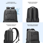 VIPUL VIBE Quantum 3 18"/29L Antitheft Large Faux Leather Water Resistant Laptop backpack with Raincover/Laptop backpack/Casual Backpack/Daypack/Travel Backpack/College Bag For Men/Women(Black-Black)