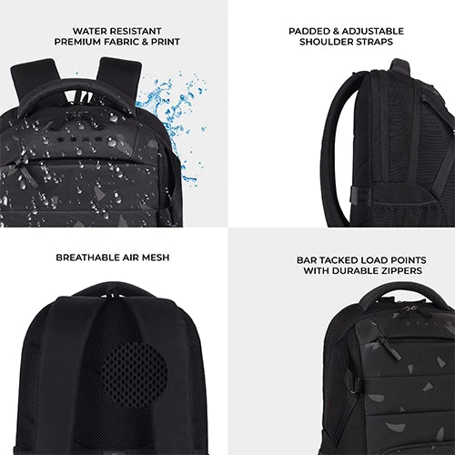 Gear Aspire 4 18"/31L Large Faux Leather Water Resistant Laptop backpack/Laptop backpack/Casual Backpack/Daypack/Travel Backpack/College Bag For Men/Women(Black-Grey)