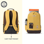 VIPUL VIBE Classic 2 19"/31L Anti Theft Faux leather Large Water Resistant Laptop Backpack/Casual Backpack/Daypack/Travel Backpack/College Bag For Men/Women (Yellow - Brown)