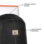 Classic 18" faux leather anti theft laptop backpack (BLACK - BLACK)