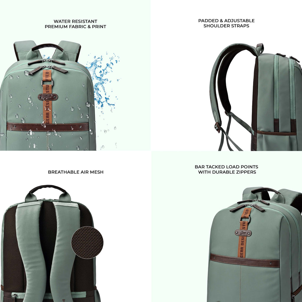 VIPUL VIBE Classic 4 19"/31L anti theft faux leather Medium Water Resistant Laptop Backpack/Casual Backpack/Daypack/Travel Backpack/College Bag For Men/Women(Pista Green - Brown)