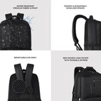 Gear Vintage 2 19"/31L anti theft faux leather Medium Water Resistant Laptop Backpack/Casual Backpack/Daypack/Travel Backpack/College Bag For Men/Women(Pitch Black - Black)
