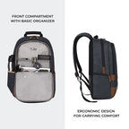 Classic 18" faux leather anti theft laptop backpack (NAVY BLUE TAN)