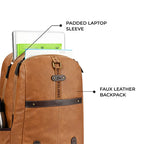 VIPUL VIBE Classic 4 19"/31L Anti Theft Faux Leather Medium Water Resistant Laptop Backpack/Casual Backpack/Daypack/Travel Backpack/College Bag For Men/Women(Tan-Brown)