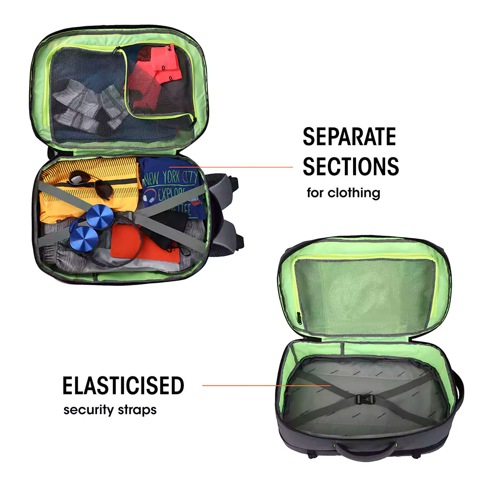 Gear Turbo 21"/45L Large Water Resistant Anti theft Laptop Backpack with Raincover | Backpack | Daypack |Briefcase | Travel Bag For Men/Women (Black - Grey)
