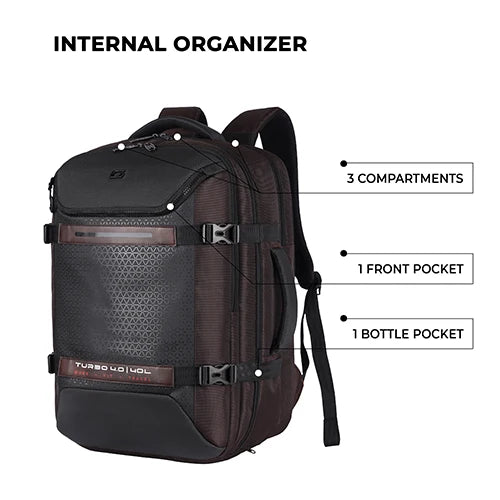 VIPUL VIBE Turbo 4 19"/40L Anti Theft Large Water Resistant Laptop Backpack with Raincover/Casual Backpack/Daypack/Travel Backpack/College Bag For Men/Women(Brown-Black)