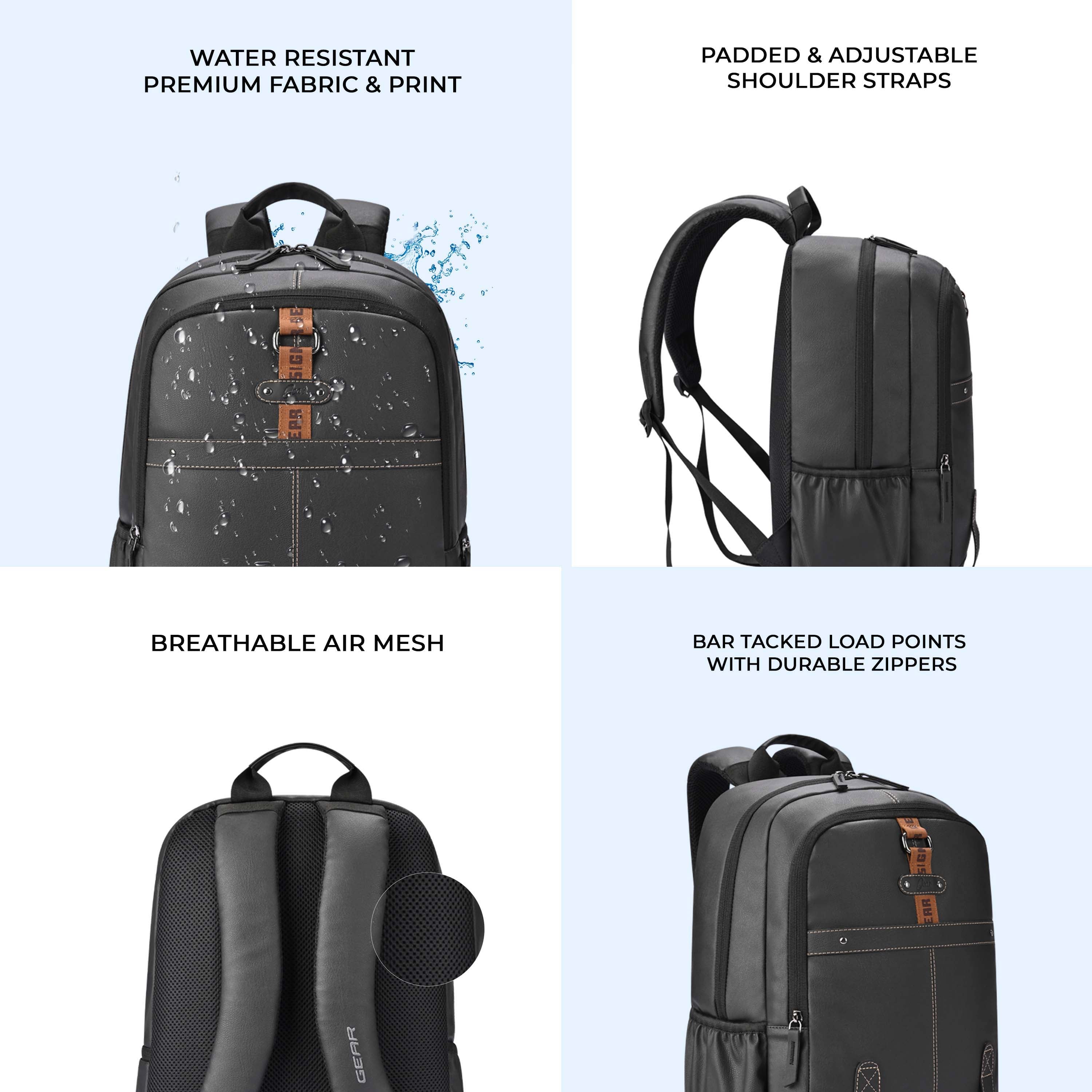 VIPUL VIBE Classic 4 Faux Leather (Without Anti Theft) 16"/20L Medium Water Resistant Laptop Backpack/Casual Backpack/Daypack/Travel Backpack/College Bag For Men/Women(Black - Black)