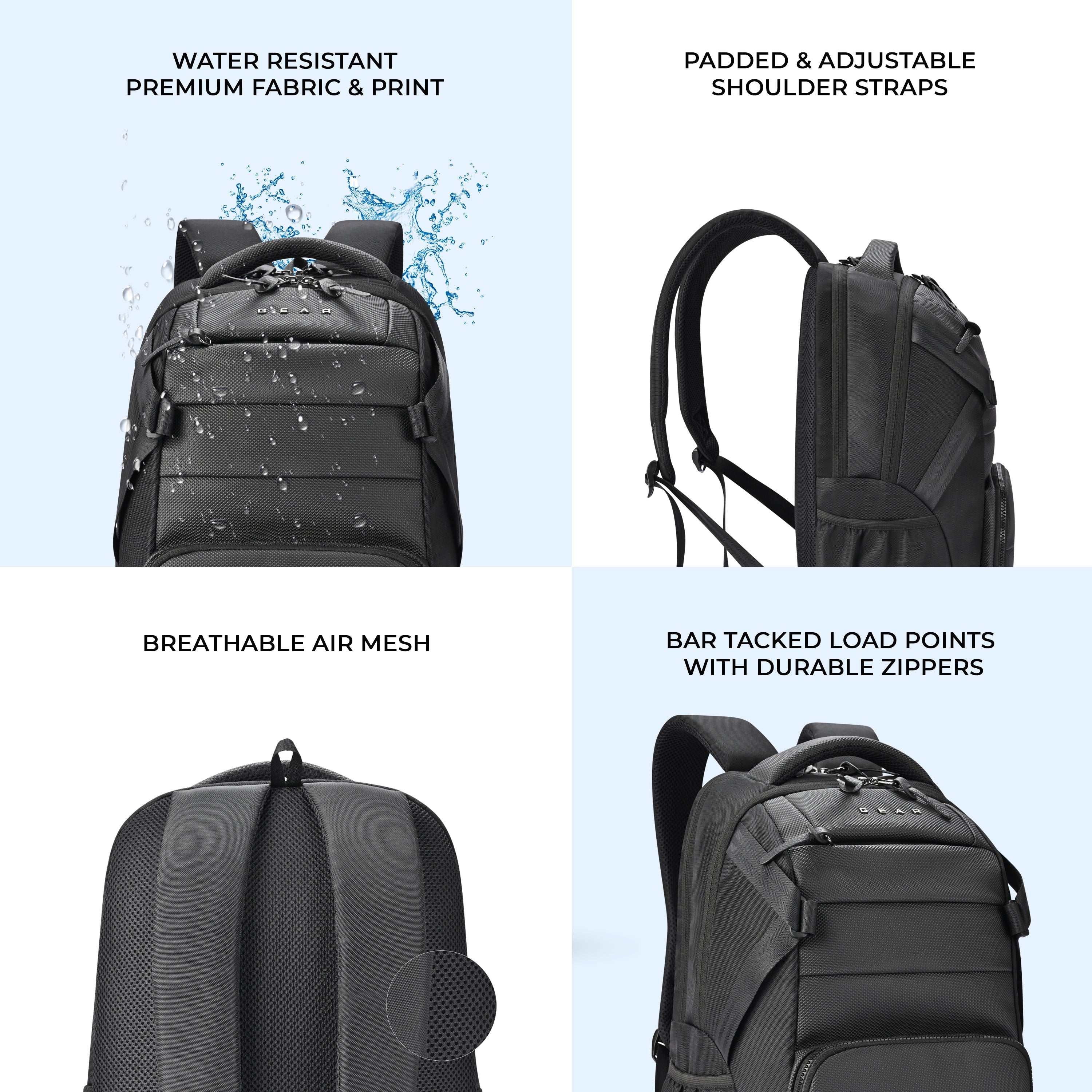 Aspire Faux Leather Laptop Backpack 17 (Black Black)