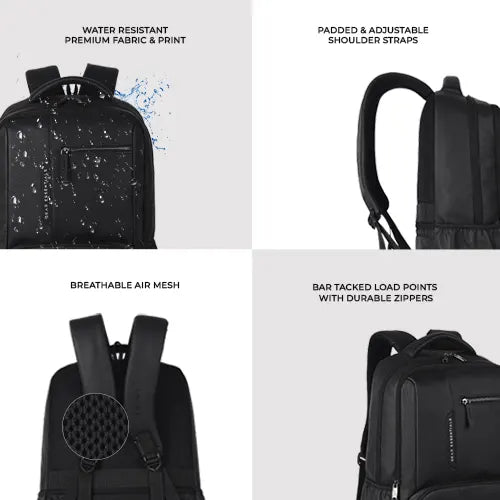 VIPUL VIBE Vintage 2 19"/31L anti theft faux leather Medium Water Resistant Laptop Backpack/Casual Backpack/Daypack/Travel Backpack/College Bag For Men/Women(Pitch Black - Black)