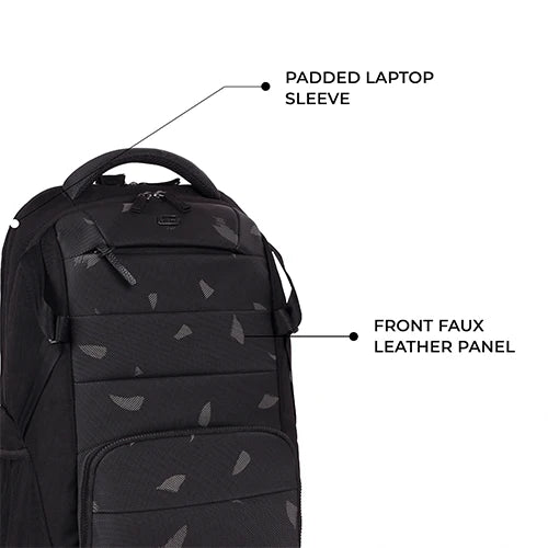 Gear Aspire 3 19"/35L Faux Leather Large Water Resistant Laptop Backpack | Casual Backpack | Daypack | Travel Backpack | College Bag For Men/Women(Black-Grey)