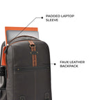 VIPUL VIBE Classic 4 19"/31L anti theft faux leather Medium Water Resistant Laptop Backpack/Casual Backpack/Daypack/Travel Backpack/College Bag For Men/Women(Brown - Black)