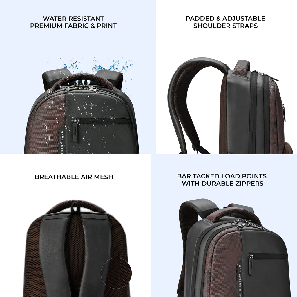 VIPUL VIBE Vintage 2 Faux Leather(Without Antitheft) 19"/34L Large Water Resistant Laptop Backpack/Casual Backpack/Daypack/Travel Backpack/College Bag For Men/Women(Black-Brown)
