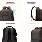 Gear Quantum 3 18"/29L Antitheft Large Faux Leather Water Resistant Laptop backpack with Raincover/Laptop backpack/Casual Backpack/Daypack/Travel Backpack/College Bag For Men/Women(Brown-Black)