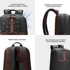 VIPUL VIBE Classic 4 19"/31L Anti Theft Faux Leather Medium Water Resistant Laptop Backpack/Casual Backpack/Daypack/Travel Backpack/College Bag For Men/Women(Black-Brown)