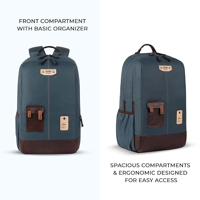 VIPUL VIBE Classic 2 19"/31L Anti Theft Faux leather Large Water Resistant Laptop Backpack/Casual Backpack/Daypack/Travel Backpack/College Bag For Men/Women (Teal - Brown)