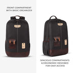 VIPUL VIBE Classic 2 19"/31L Anti Theft Faux leather Large Water Resistant Laptop Backpack/Casual Backpack/Daypack/Travel Backpack/College Bag For Men/Women (Black - Brown)