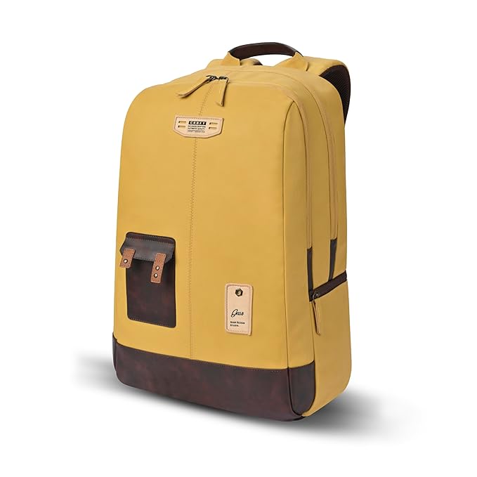 VIPUL VIBE Classic 2 19"/31L Anti Theft Faux leather Large Water Resistant Laptop Backpack/Casual Backpack/Daypack/Travel Backpack/College Bag For Men/Women (Yellow - Brown)