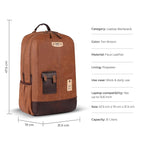 VIPUL VIBE Classic 2 19"/31L Anti Theft Faux leather Large Water Resistant Laptop Backpack/Casual Backpack/Daypack/Travel Backpack/College Bag For Men/Women (Tan - Brown)
