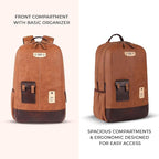 VIPUL VIBE Classic 2 19"/31L Anti Theft Faux leather Large Water Resistant Laptop Backpack/Casual Backpack/Daypack/Travel Backpack/College Bag For Men/Women (Tan - Brown)