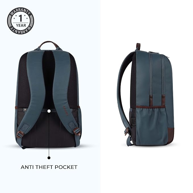 VIPUL VIBE Classic 2 19"/31L Anti Theft Faux leather Large Water Resistant Laptop Backpack/Casual Backpack/Daypack/Travel Backpack/College Bag For Men/Women (Teal - Brown)