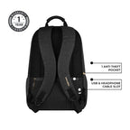 Classic 18" faux leather anti theft laptop backpack (BLACK - BLACK)