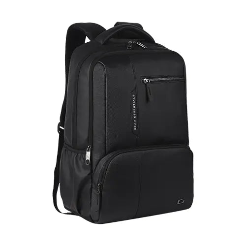 Gear Vintage 2 19"/31L anti theft faux leather Medium Water Resistant Laptop Backpack/Casual Backpack/Daypack/Travel Backpack/College Bag For Men/Women(Pitch Black - Black)