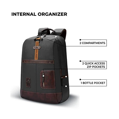 Gear Classic 6 18"/31L Antitheft Large Faux Leather Water Resistant Laptop backpack/Laptop backpack/Casual Backpack/Daypack/Travel Backpack/College Bag For Men/Women(Black-Brown)