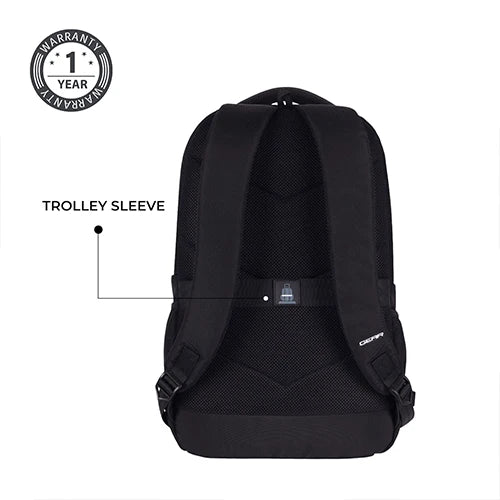 Gear Aspire 3 19"/35L Faux Leather Large Water Resistant Laptop Backpack | Casual Backpack | Daypack | Travel Backpack | College Bag For Men/Women(Black-Grey)