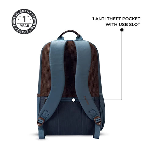 VIPUL VIBE Classic 4 19"/31L Anti Theft Faux Leather Medium Water Resistant Laptop Backpack/Casual Backpack/Daypack/Travel Backpack/College Bag For Men/Women(Teal-Brown)